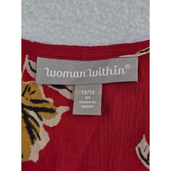 Woman Within Sleeveless Floral Red Maxi Dress M 14/16 - Picture 2 of 6